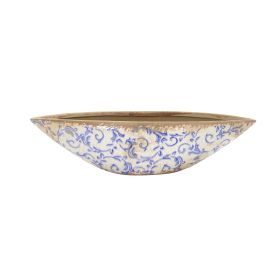 Tuscan Ceramic Blue Scroll Decorative Bowl