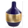 Lux Blue Ceramic Vase with Gold Band