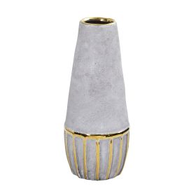 Regal Stone Decorative Vase with Gold Accents