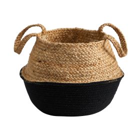 Boho Chic Handmade Cotton & Jute Black Woven Planter