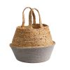 Boho Chic Handmade Cotton & Jute Gray Woven Basket