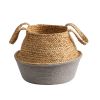 Boho Chic Handmade Cotton & Jute Gray Woven Basket