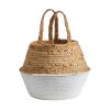 Boho Chic Handmade Cotton & Jute White Woven Basket