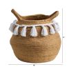 Boho Chic Handmade Cotton Woven Basket with Tassels
