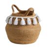 Boho Chic Handmade Cotton Woven Basket with Tassels