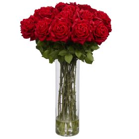 Giant Rose Arrangement w/Glass Vase