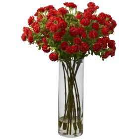 Japanese Flowers w/Glass Vase Burnt