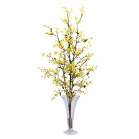 Forsythia w/Vase Silk Flower Arrangement