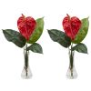 Anthurium w/Bud Vase Silk Flower Arrangement (Set of 2)