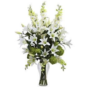 Lily Delphinium & Hydrangea Arrangement