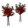 Holly Berry and Orchid Arrangement in Vase (Set of 2)
