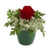 Elegant Rose Arrangement in Green Planter (Set of 2)