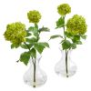Snowball Artificial Arrangement in Vase (Set of 2)