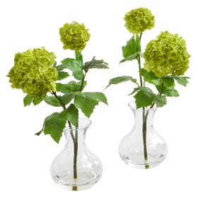 Snowball Artificial Arrangement in Vase (Set of 2)