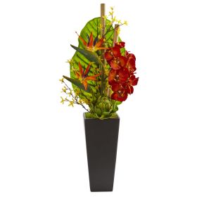 Orchid Bird of Paradise and Artichoke Arrangement