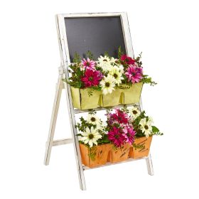 Mixed Daisy in Farmhouse Stand with Chalkboard