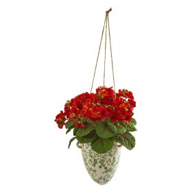 Violet Artificial Plant in Floral Hanging Vase