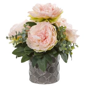 Peony and Eucalyptus Artificial Arrangement