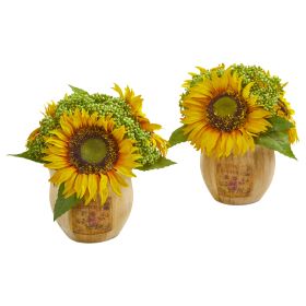Sunflower Artificial Arrangement in Planter (Set of 2)