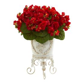 Violet Artificial Arrangement in Metal Planter