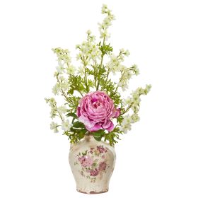 Peony and Dancing Daisy Artificial Arrangement