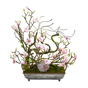 Magnolia Twig and Vine Arrangement in Decorative Tray