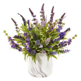 Lavender Artificial Arrangement in Marble Vase