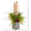 Cymbidium Orchid Succulent and Grass Arrangement