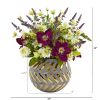 Mixed Artificial Flower Arrangement in Designer Vase