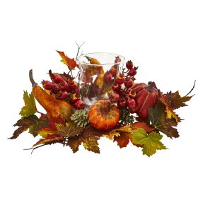 Pumpkin, Gourd, Berry and Maple Leaf Candelabrum