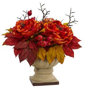 Peony and Sedum Arrangement