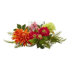 Mixed Floral & Dahlia Candelabrum