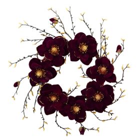 Burgundy and Gold Magnolia Artificial Wreath