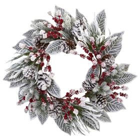 Snowy Magnolia Berry Artificial Wreath