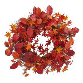 Japanese MapleMagnolia Leaf Berries Artificial Wreath