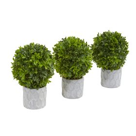 Boxwood Artificial Mini Topiary (Set of 3)