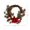 Poinsettia with Berries and Cotton Artificial Wreath