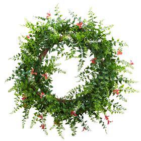 Floral & Fern Double Ring Wreath w/Twig Base