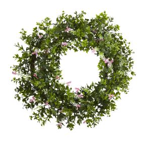 Mini Ivy & Floral Double Ring Wreath w/Twig Base