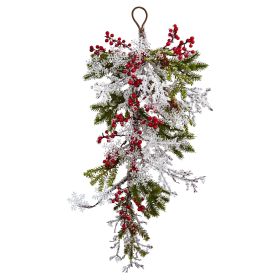 Berry Pine & Snowflake Teardrop