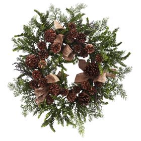 PINE WREATH W/ BURLAP
