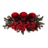 Poinsettia & Berry Triple Candelabrum