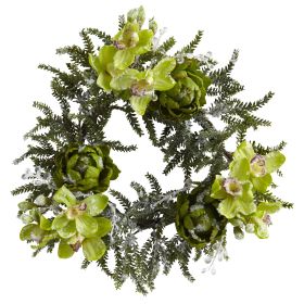 Iced Cymbidium & Artichoke Wreath