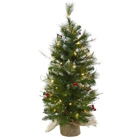 Christmas Tree w/Berrs Burlap Bag 124 Tips & 50 Lights