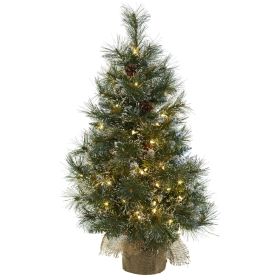 Christmas Tree w/160 Frst Tips 100 Lights Cone & Burlap