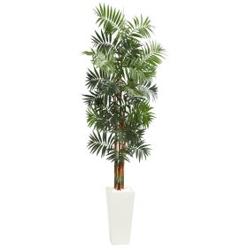 Bamboo Palm Artificial Tree in White Tower Planter