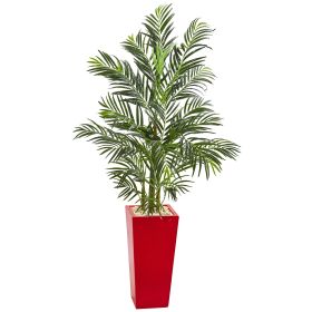 Areca Palm Artificial Tree in Red Planter UV Resistant