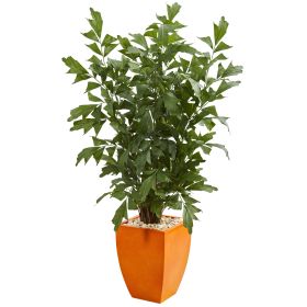Fishtail Artificial Palm Tree in Orange Planter