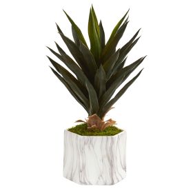 Agave Artificial Plant in Marble Finished Planter