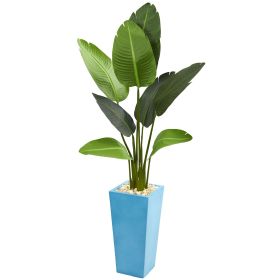 Travelers Artificial Palm Tree in Turquoise Planter